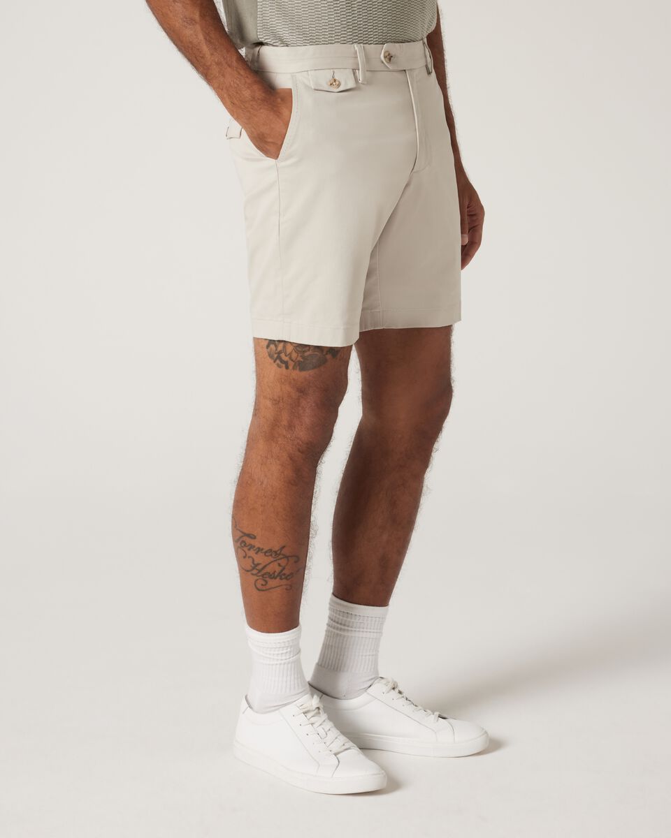 Slim Stretch Cotton Stretch Chino Short, Bone, hi-res